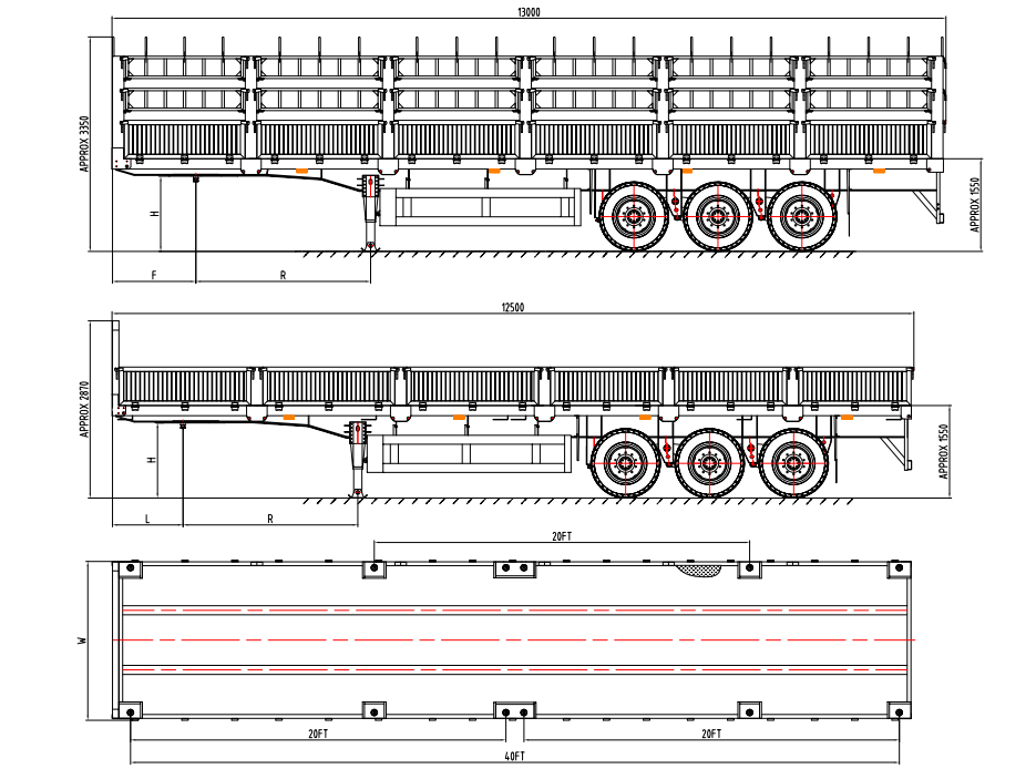 935x694 cimc axles straight beam sidewall fence semi trailer for sale - Semi Trailer Drawing