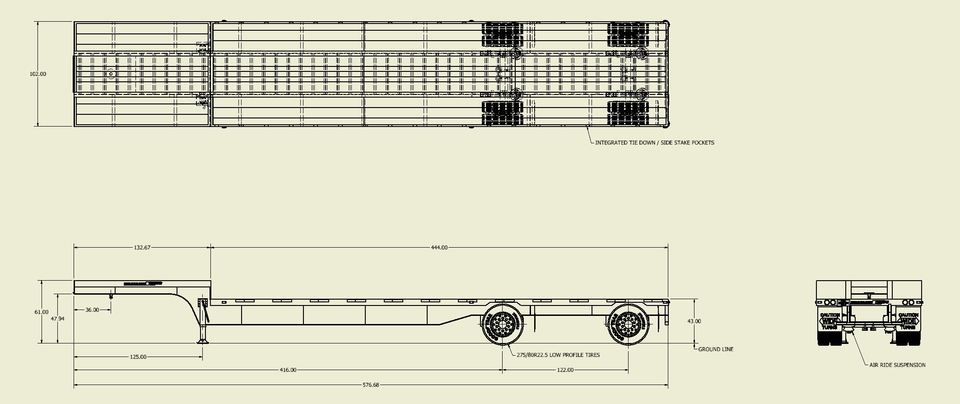 960x404 drop deck semi trailer cad model library grabcad - Semi Trailer Drawing