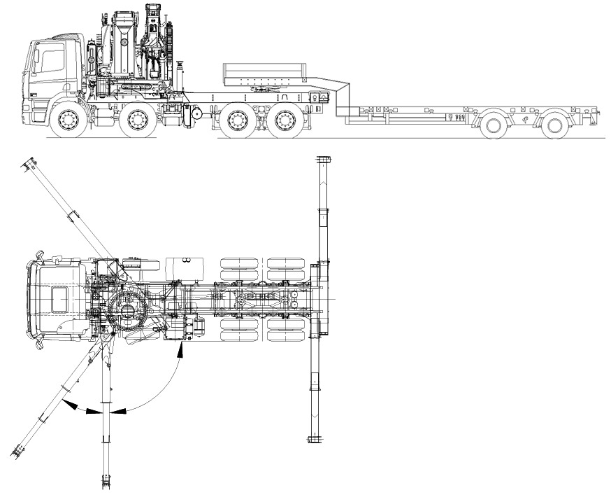 874x717 Maes Hoogwerkers - Semi Trailer Drawing