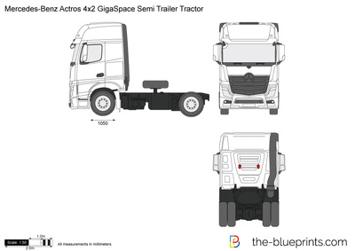 400x283 mercedes benz actros gigaspace semi trailer tractor vector drawing - Semi Trailer Drawing