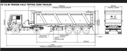 500x203 tip trailer - Semi Trailer Drawing