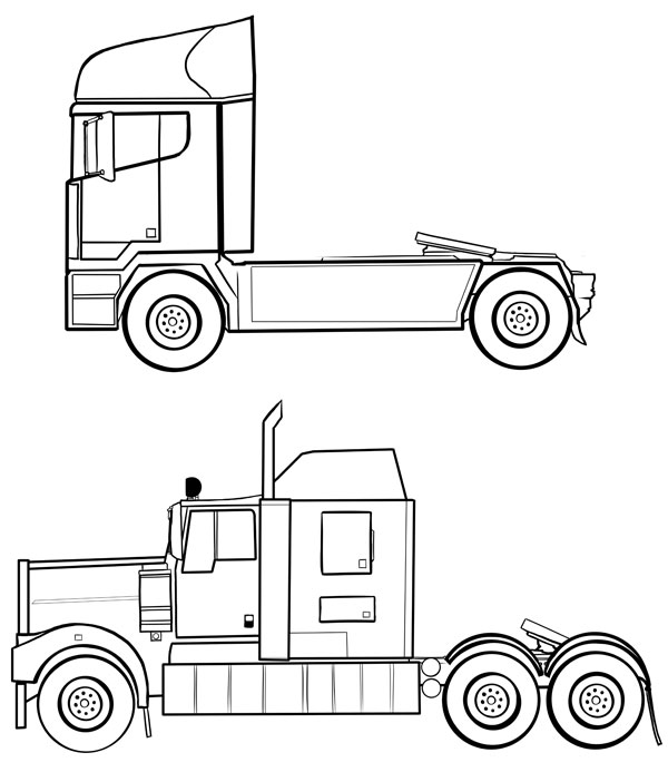 600x693 how to draw vehicles trucks hgvs - Semi Truck Drawing.