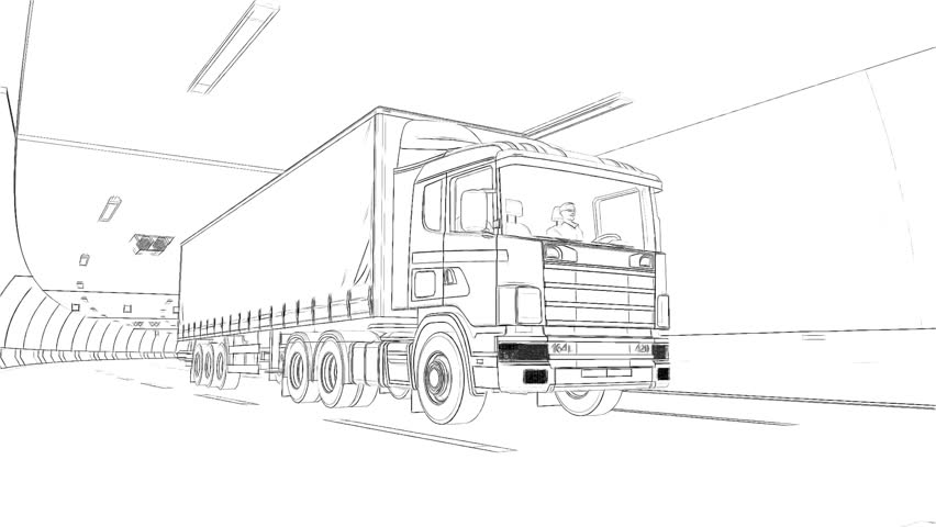 852x480 Semi Truck Sketch Stock Video Footage - Semi Truck Drawing