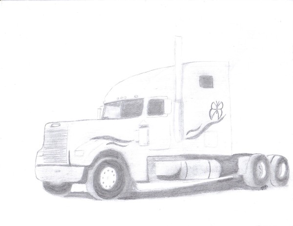 600x463  - Semi Truck Drawing