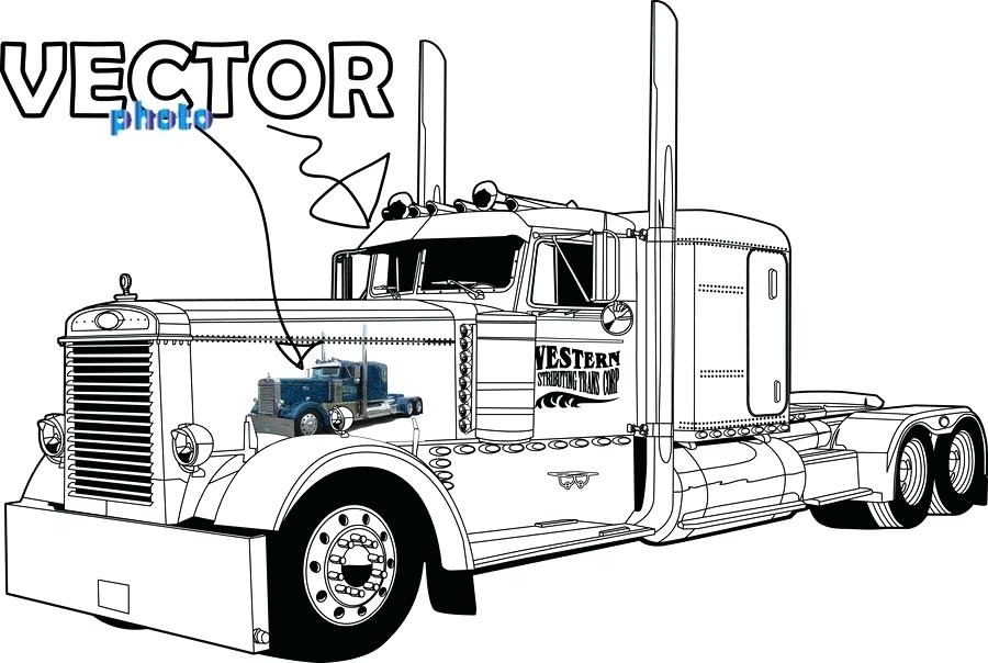 900x604 Semi Truck Coloring Page - Semi Truck Drawing