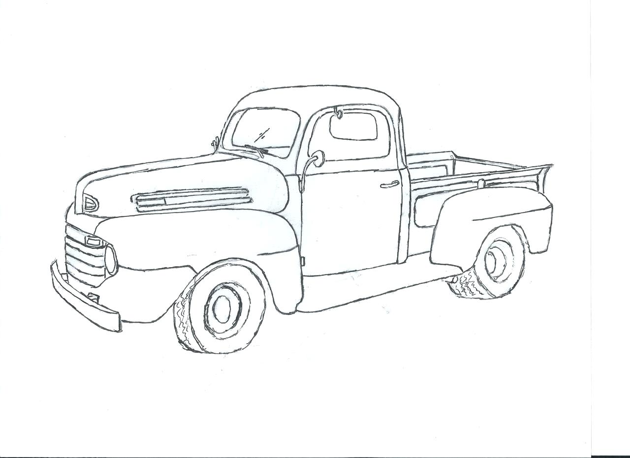 1280x931 truck drawing description here is simply the basic line work - Semi Truck Line Drawing