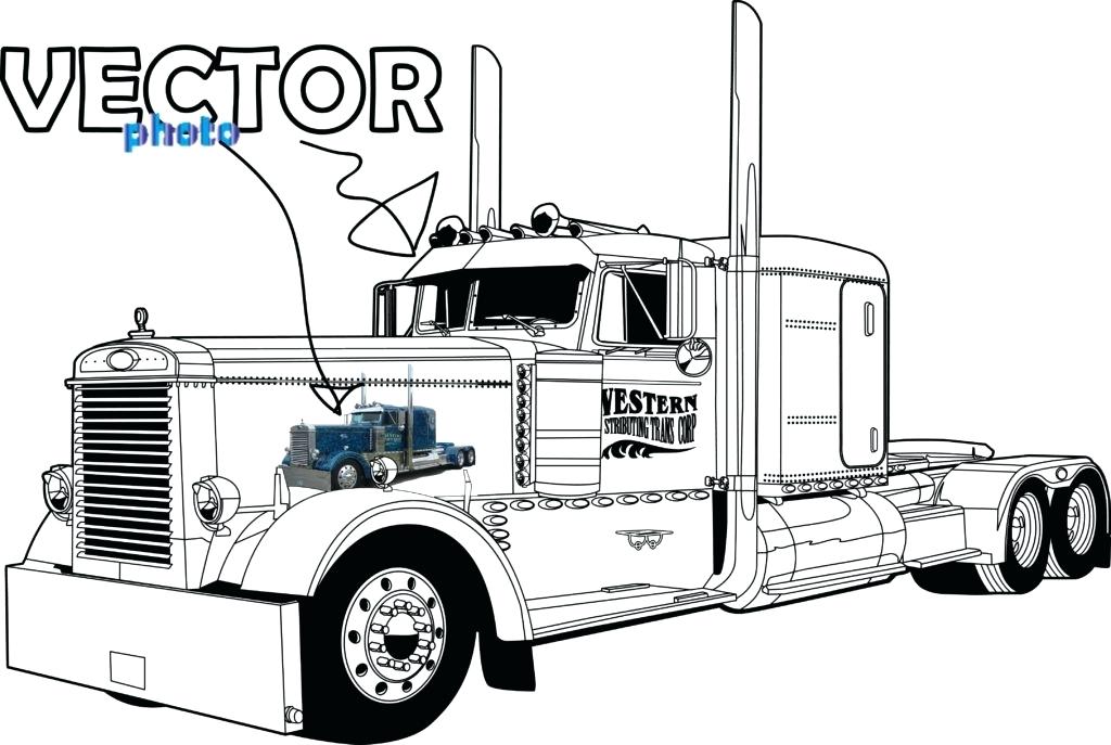 1024x687 semi trucks drawings wheeler truck outline drawing architectural - Semi Truck Outline Drawing