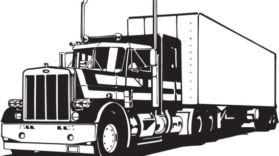 570x320 Semi Clipart - Semi Truck Outline Drawing
