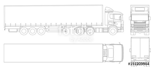 500x222 vector truck trailer outline commercial vehicle cargo delivering - Semi Truck Outline Drawing