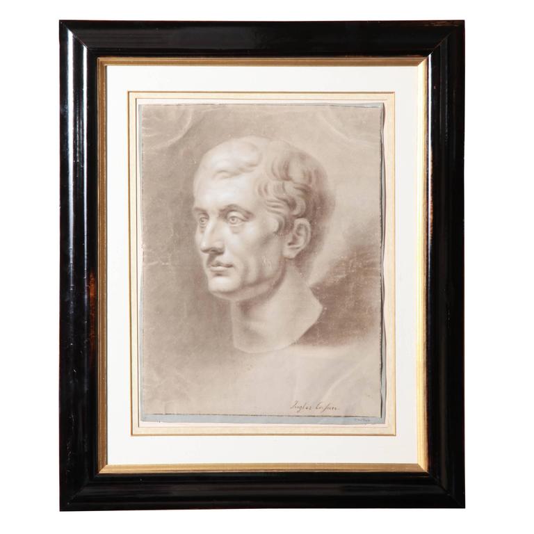 768x768 sepia drawing of a caesar in an ebonized frame for sale - Sepia Drawing
