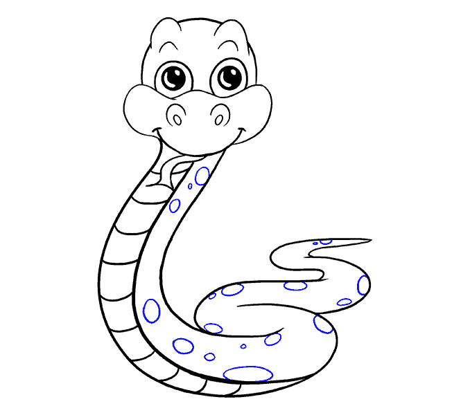678x600 how to draw a cartoon snake easy step - Serpent Drawing