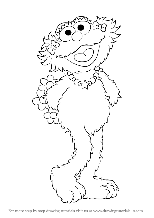 596x843 learn how to draw zoe from sesame street - Sesame Street Drawing