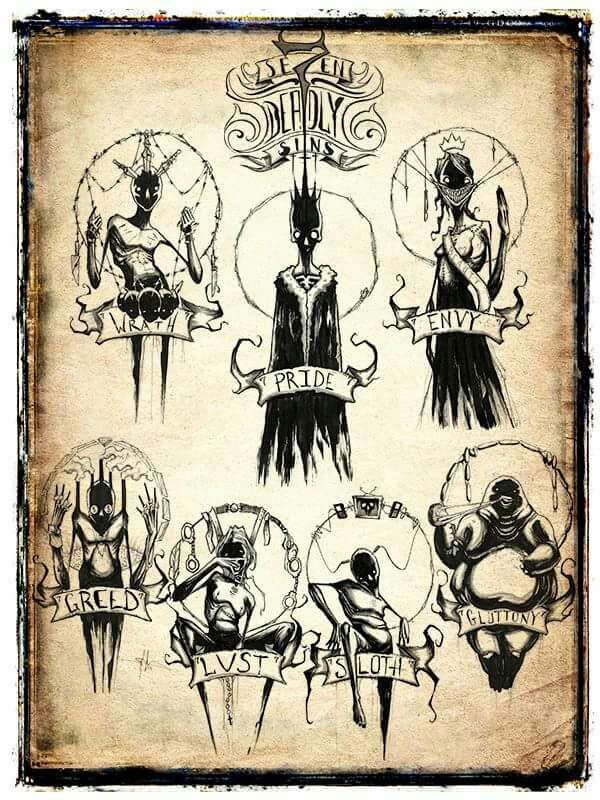 600x800 The Seven Deadly Sins Illustrstions Art, Creepy Art, Horror Art - Seven Deadly Sins Drawings