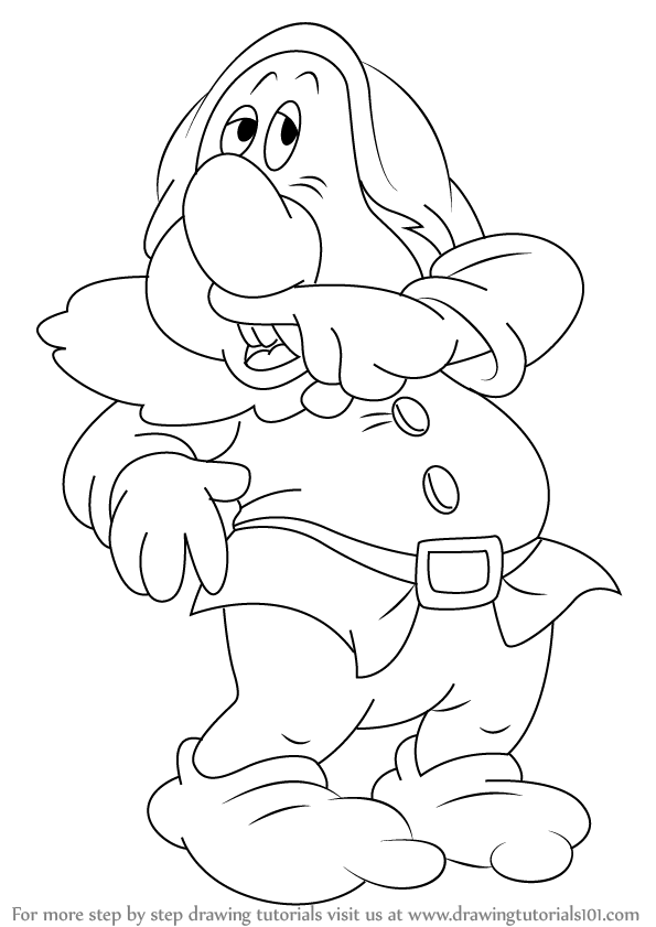 595x841 learn how to draw sneezy dwarf from snow white and the seven - Seven Dwarfs Drawing