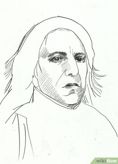 402x559 How To Draw Severus Snape Steps - Severus Snape Drawing