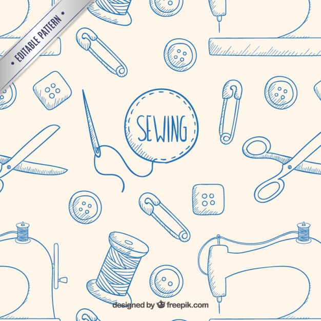 626x626 hand drawn sewing pattern vector free download - Sewing Drawing