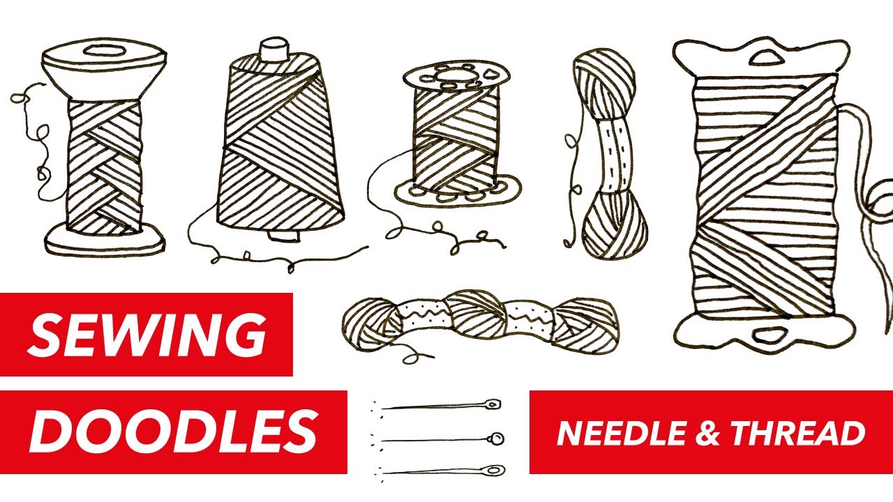 1280x720 sewing doodles needle and thread how to draw needles - Sewing Drawing