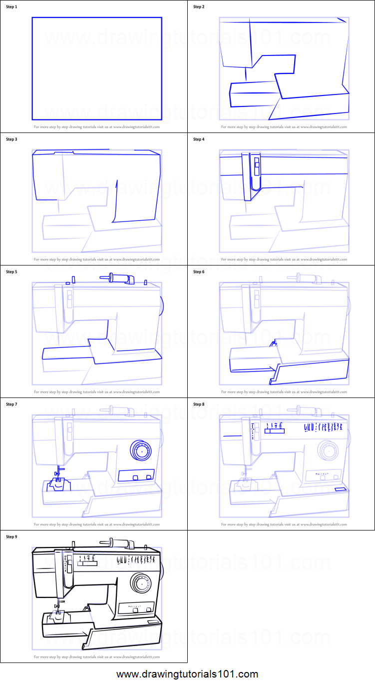 751x1376 how to draw a sewing machine printable step - Sewing Machine Drawing