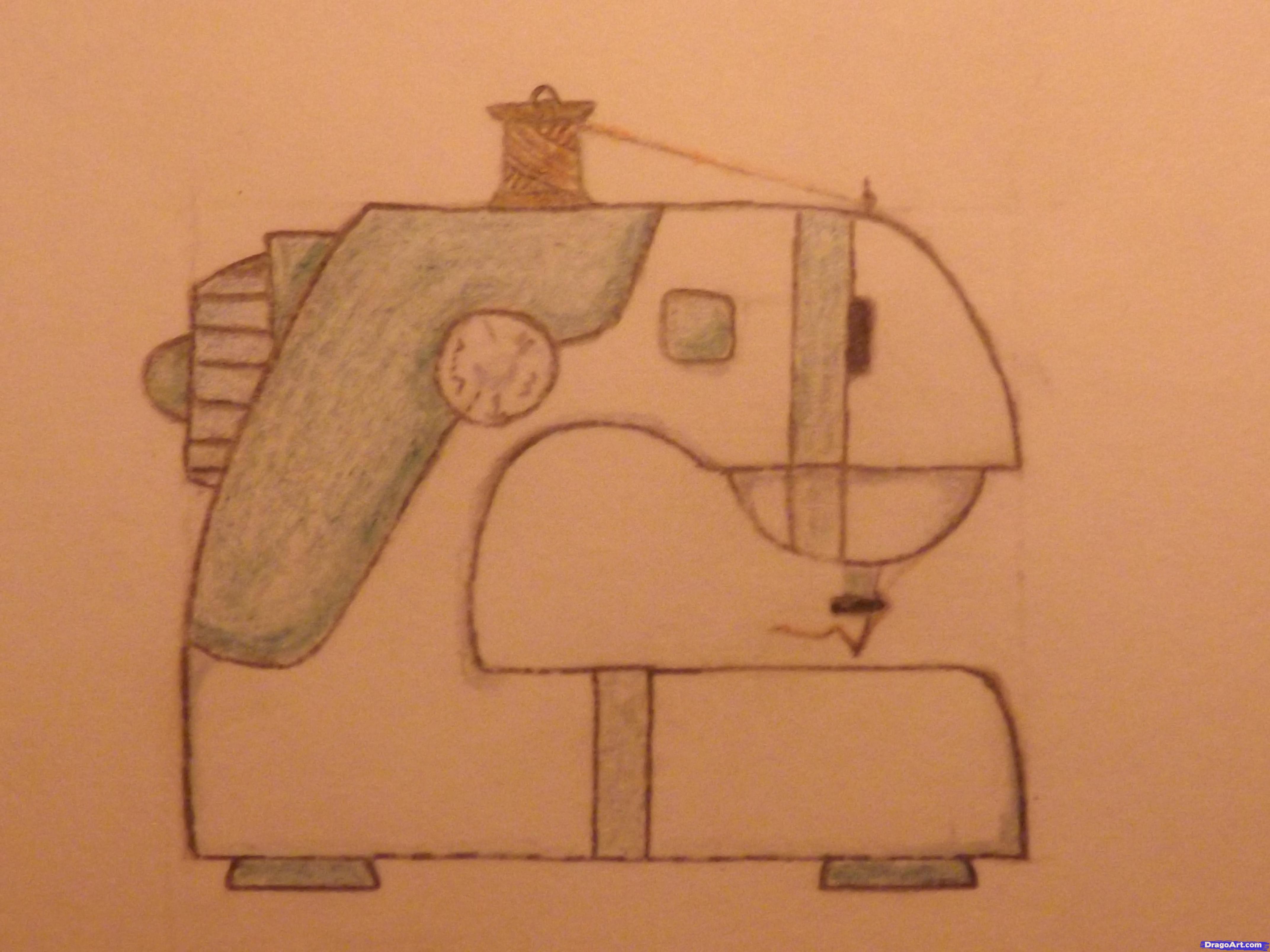 4288x3216 how to draw a sewing machine, step - Sewing Machine Drawing