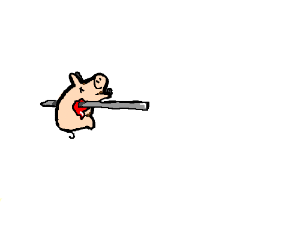 300x250 Pig Stabbed - Sewing Needle Drawing