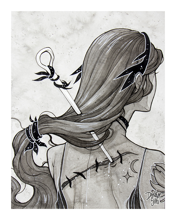 576x720 sewing needle original ink drawing inktober danica - Sewing Needle Drawing