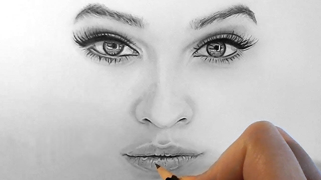 1280x720 how to draw, shade realistic eyes, nose and lips with graphite - Shading Drawing Face