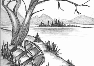 300x210 Simple Pencil Sketches Of Scenery Beautiful Shading Drawing - Shading Drawing Of Scenery