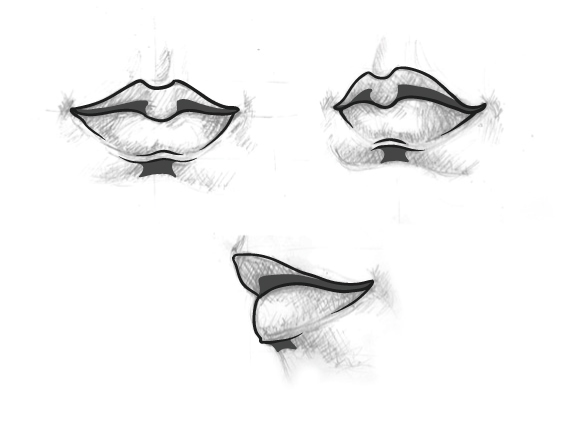 570x423 Drawing Vector Portraits Part The Lips - Shading Lips In Drawing