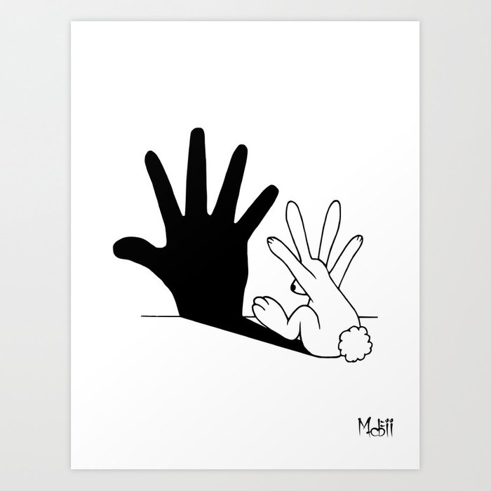 700x700 rabbit hand shadow art print - Shadow Art Drawing