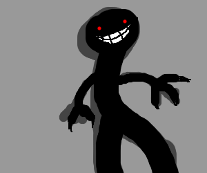 300x250 Evil Grinning Shadow Man With Red Eyes Drawing - Shadow Man Drawing