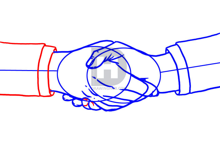 704x454 How To Draw Shaking Hands, Step - Shaking Hands Drawing