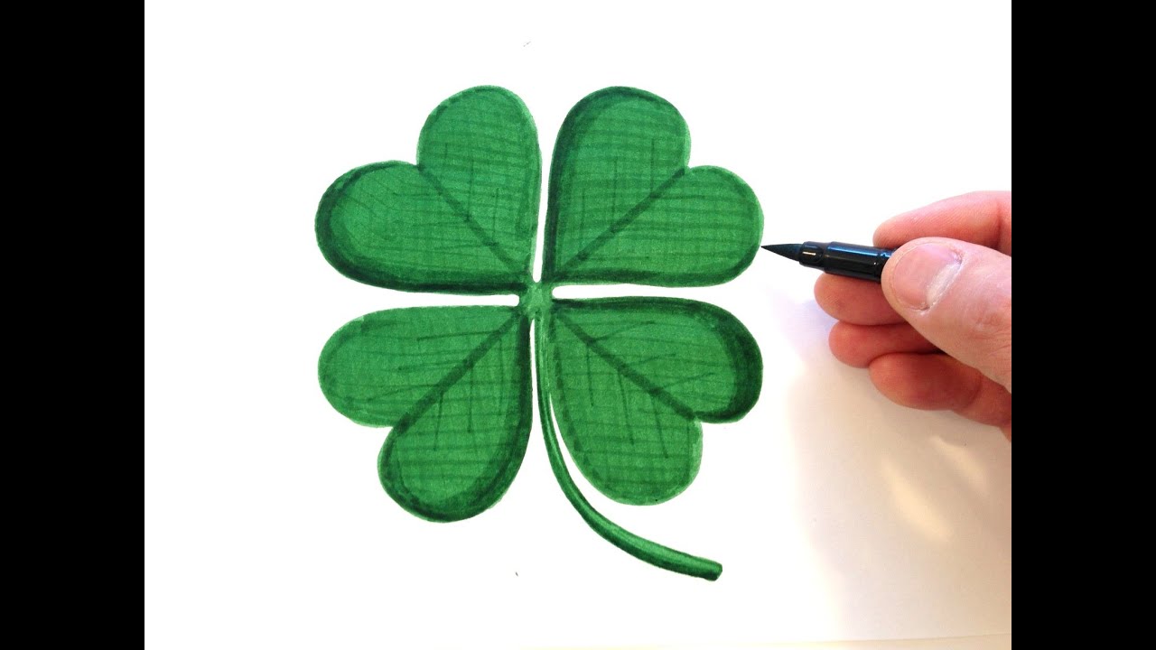 1280x720 how to draw a four leaf clover - Shamrock Drawing