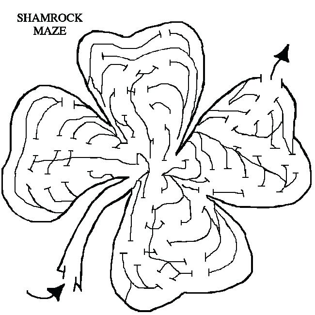 650x650 shamrocks to color - Shamrock Line Drawing