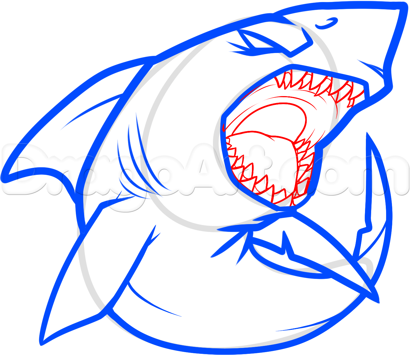 1403x1212 How To Draw A Cool Shark, Step - Shark Drawing