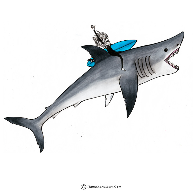 750x758 Great White Shark Drawing Jonas Claesson - Shark Drawing