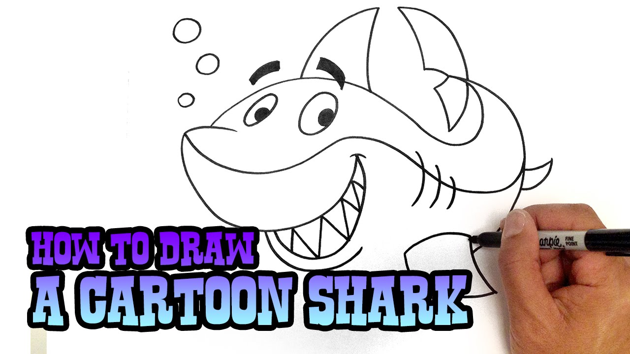 1280x720 How To Draw A Cartoon Shark - Shark Drawing Cartoon