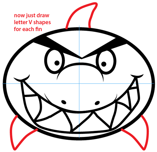 500x486 How To Draw A Cartoon Shark With Easy Step - Shark Drawing Cartoon
