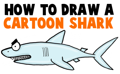 400x248 How To Draw A Cartoon Shark With Step - Shark Drawing Cartoon