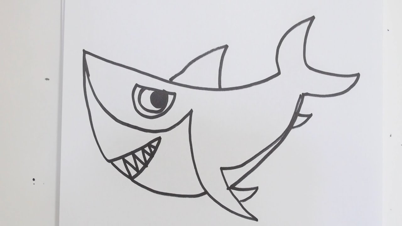 1280x720 How To Draw Cartoon Shark - Shark Drawing Cartoon