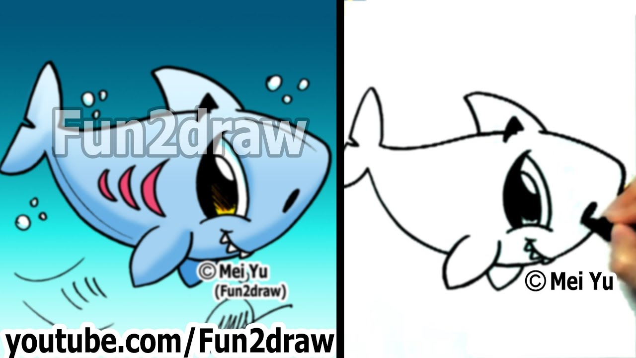 1280x720 Shark Drawing Cartoon And How To Draw Easy - Shark Drawing Cartoon