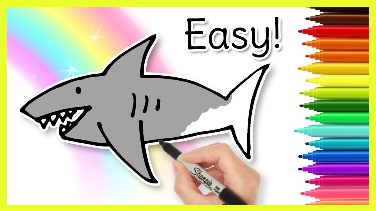 1280x720 How To Draw A Shark! Easy Kids Drawing Tutorial - Shark Drawing Easy