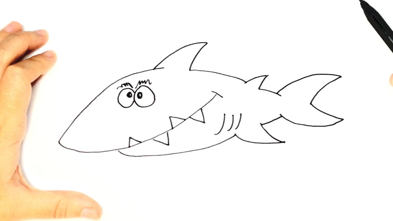 1280x720 how to draw a shark for kids shark drawing lesson step - Shark Drawing For Kids