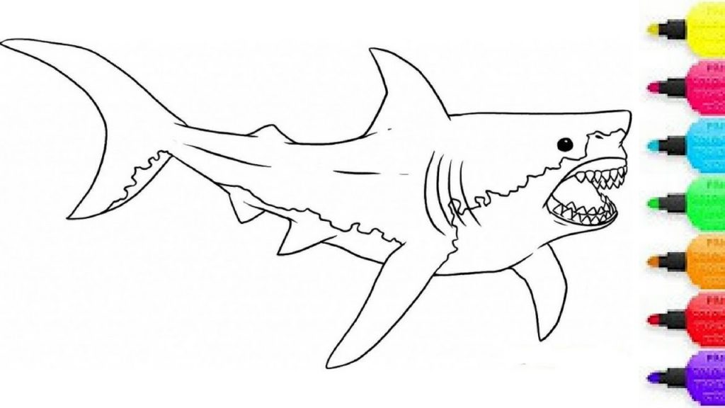 1024x576 confidential megalodon coloring - Shark Drawing For Kids