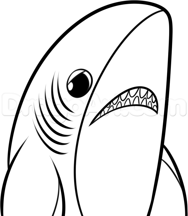 637x734 How To Draw Sad Shark, Step - Shark Drawing Images