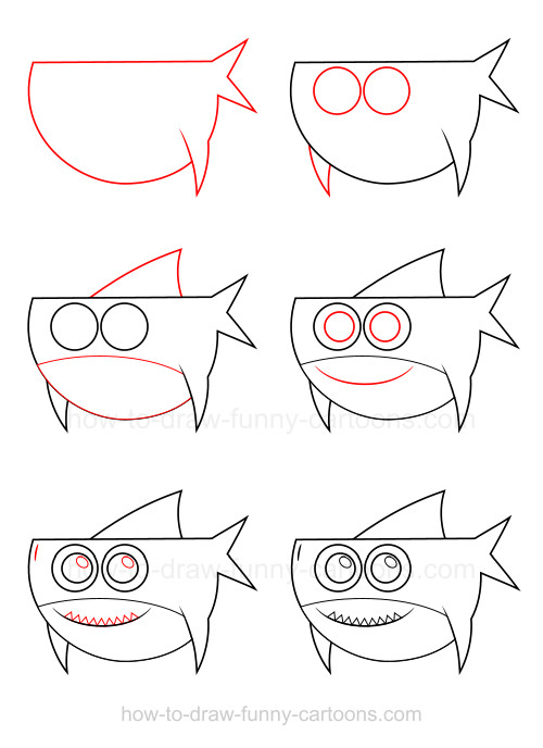 500x688 How To Draw A Shark - Shark Drawing Step By Step