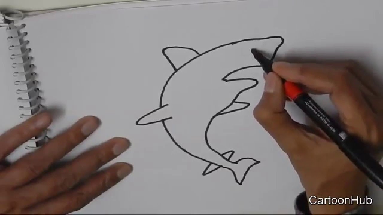 1280x720 How To Draw A Shark In Easy Steps For Children, Kids, Beginners - Shark Face Drawing