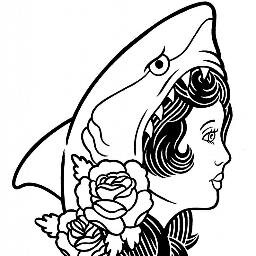 256x256 Media Tweets - Shark Face Drawing