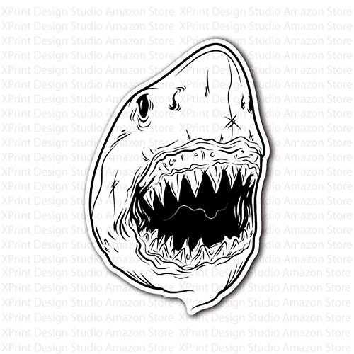 500x500 white shark jaws head sticker everything else - Shark Jaw Drawing
