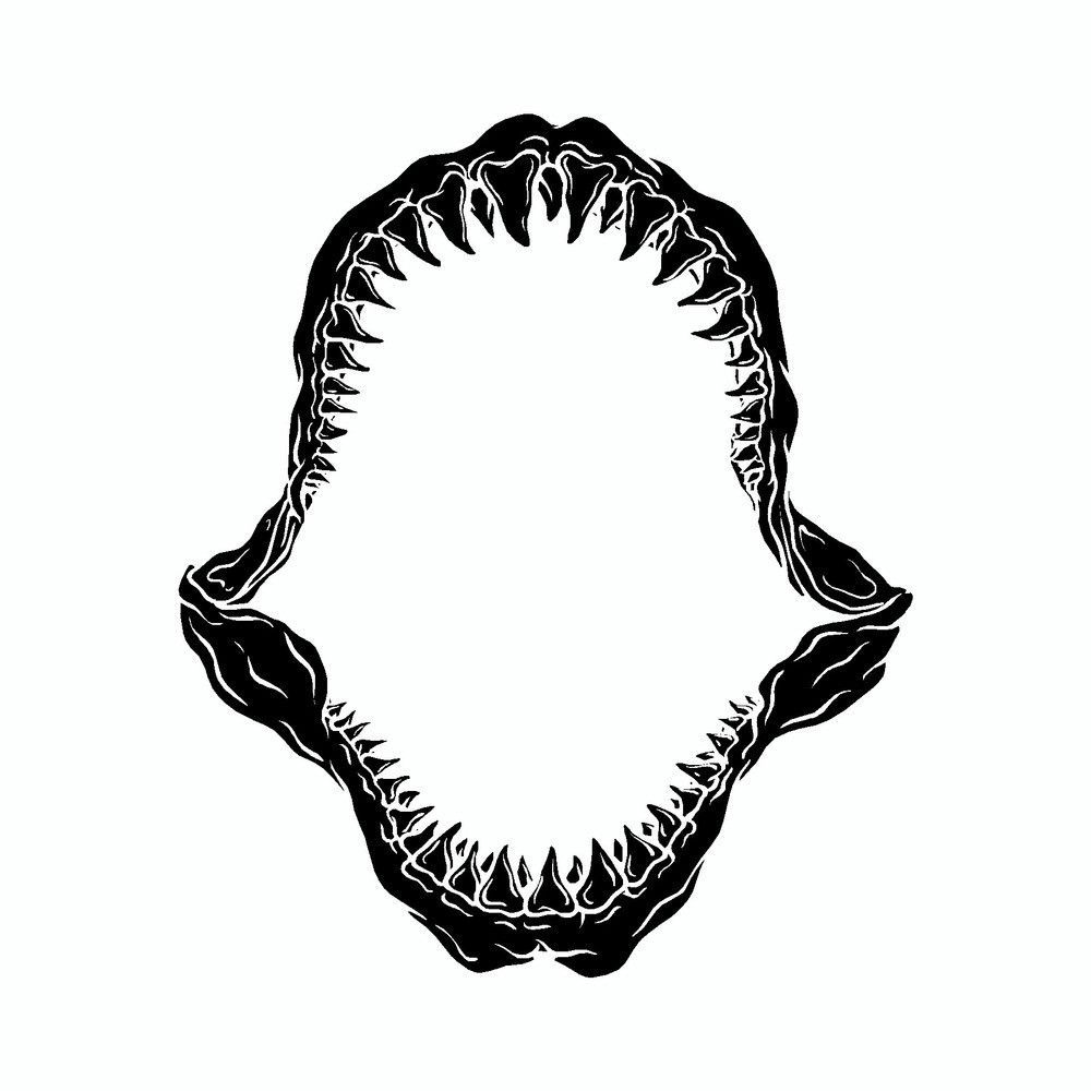 1000x1000 great white shark jaws vinyl car sticker sharks shark tattoos - Shark Jaw Drawing