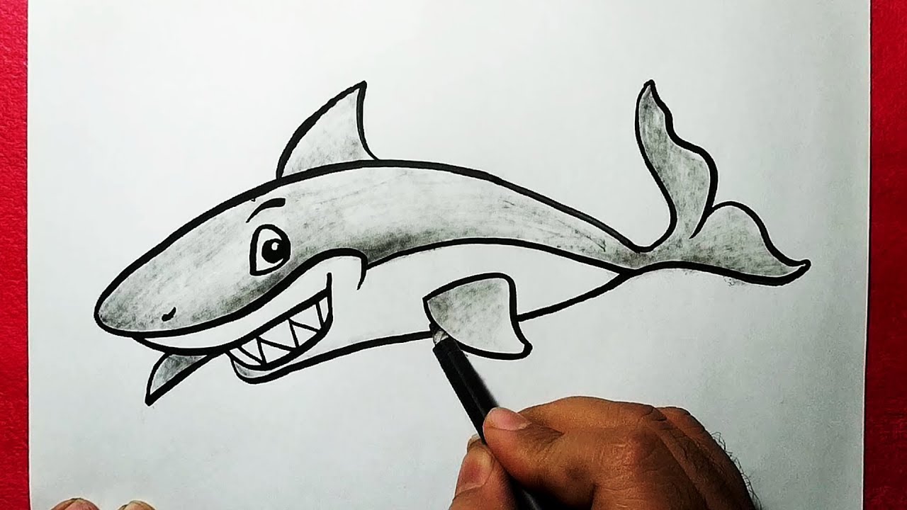 1280x720 how to draw an easy shark an easy line drawing of shark - Shark Line Drawing